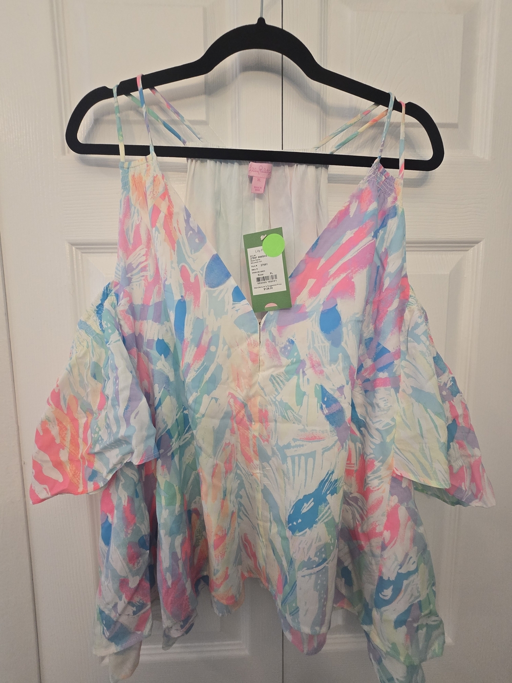 Lilly Pulitzer Sparkling Sands Cold Shoulder Top Unicorn Print XL